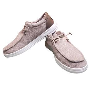 Hey Dude Mens Paul Knit Light Grey/Espresso Slip on Shoes Loafers Shoes Size 13